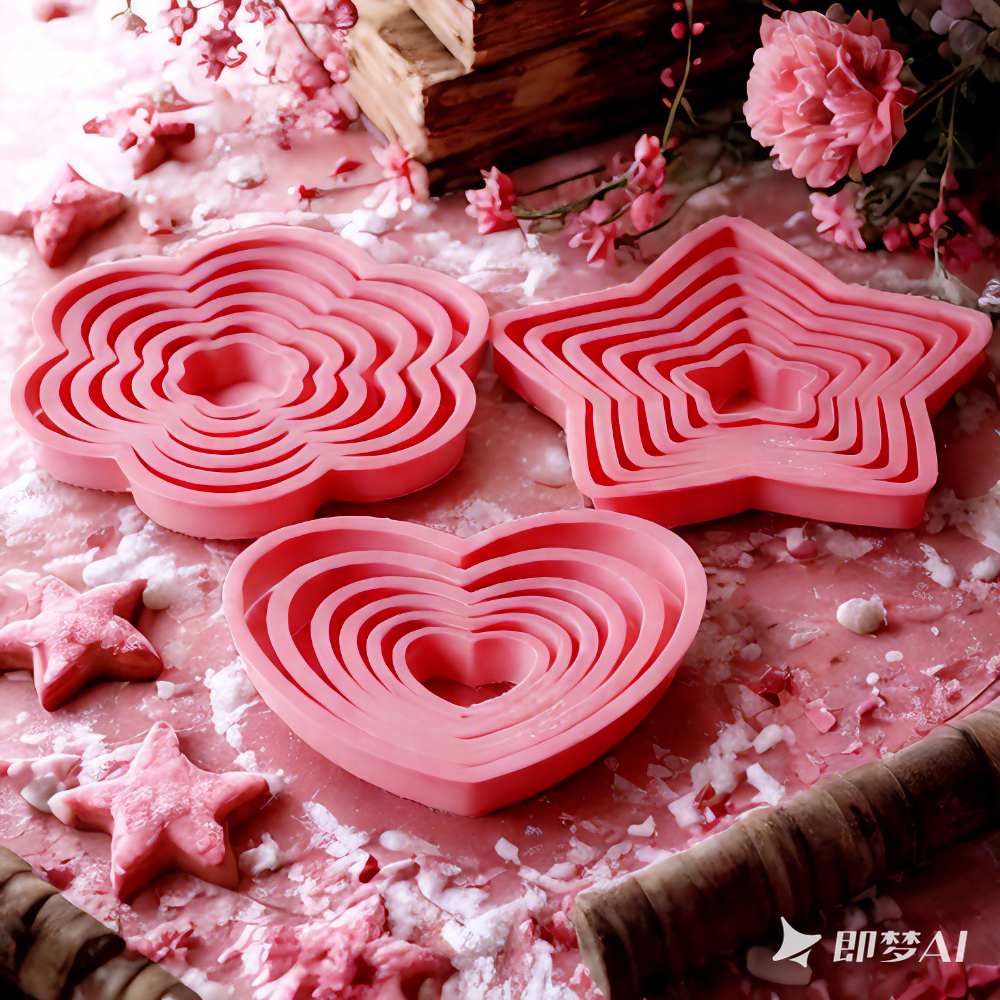 Kitchen Baking Products - 1set/3sets Pink Heart Star Flower Cookie