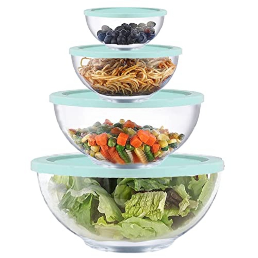Kitchen Glass Baking Set - Glass Mixing Bowl Set with Airtight