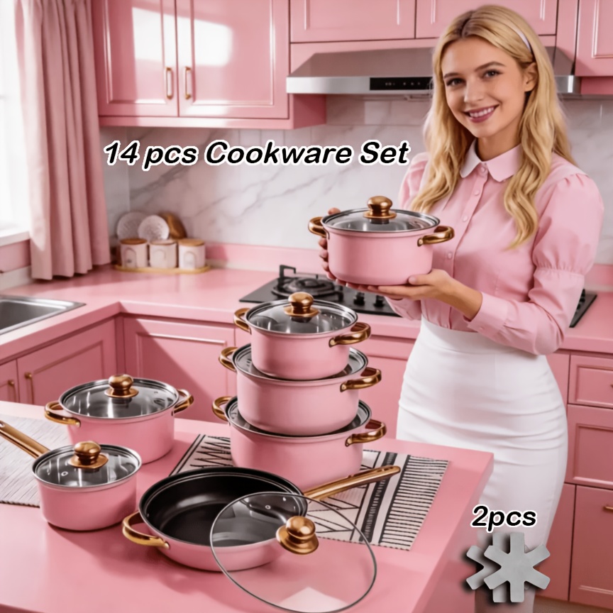 14pcs Stainless Steel Cookware - Kitchen Glass Baking Set ulasan dan harga