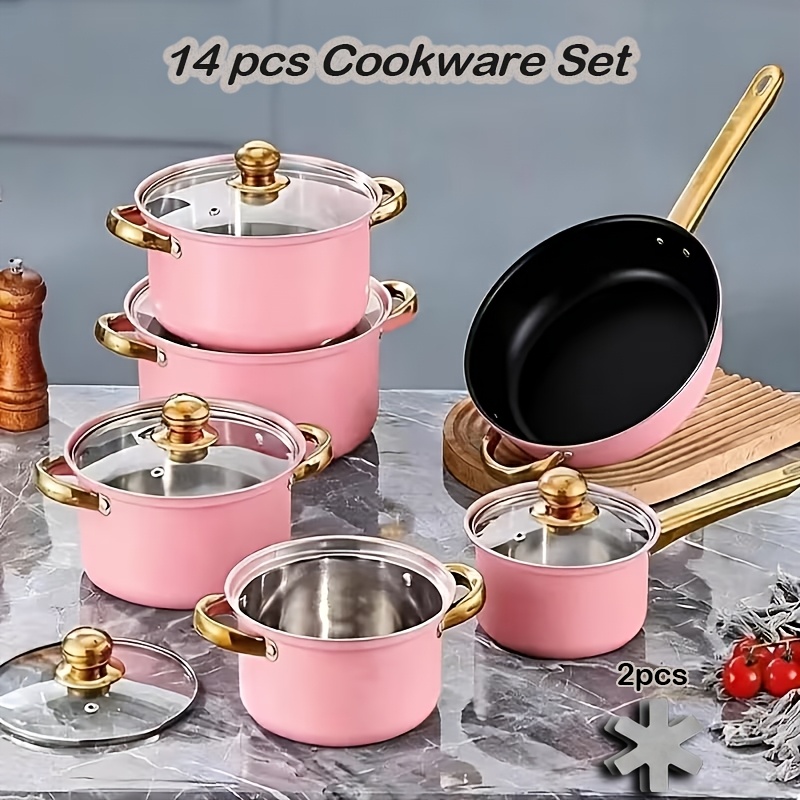 14pcs Stainless Steel Cookware - Kitchen Glass Baking Set ulasan dan harga