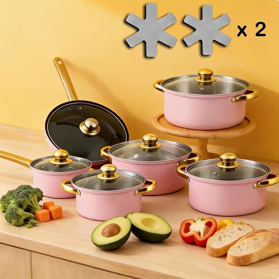 14pcs Stainless Steel Cookware - Kitchen Glass Baking Set ulasan dan harga