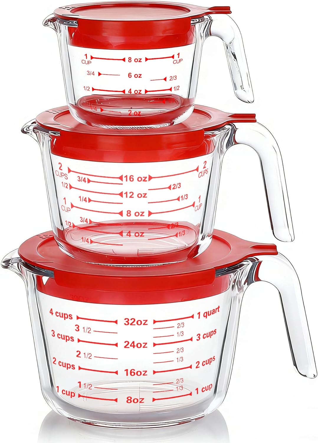 Glass Measuring Cups Set with  - Kitchen Glass Baking Set ulasan dan harga