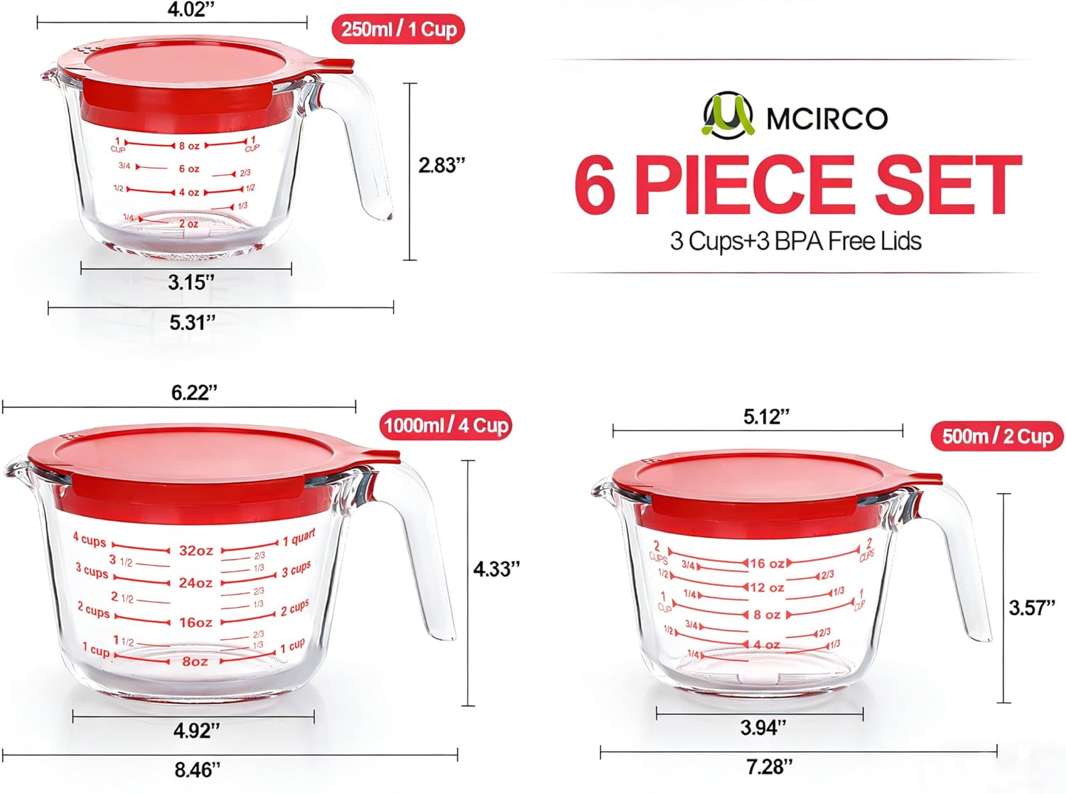 Glass Measuring Cups Set with  - Kitchen Glass Baking Set ulasan dan harga