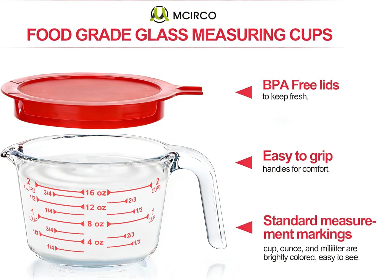 Glass Measuring Cups Set with  - Kitchen Glass Baking Set ulasan dan harga