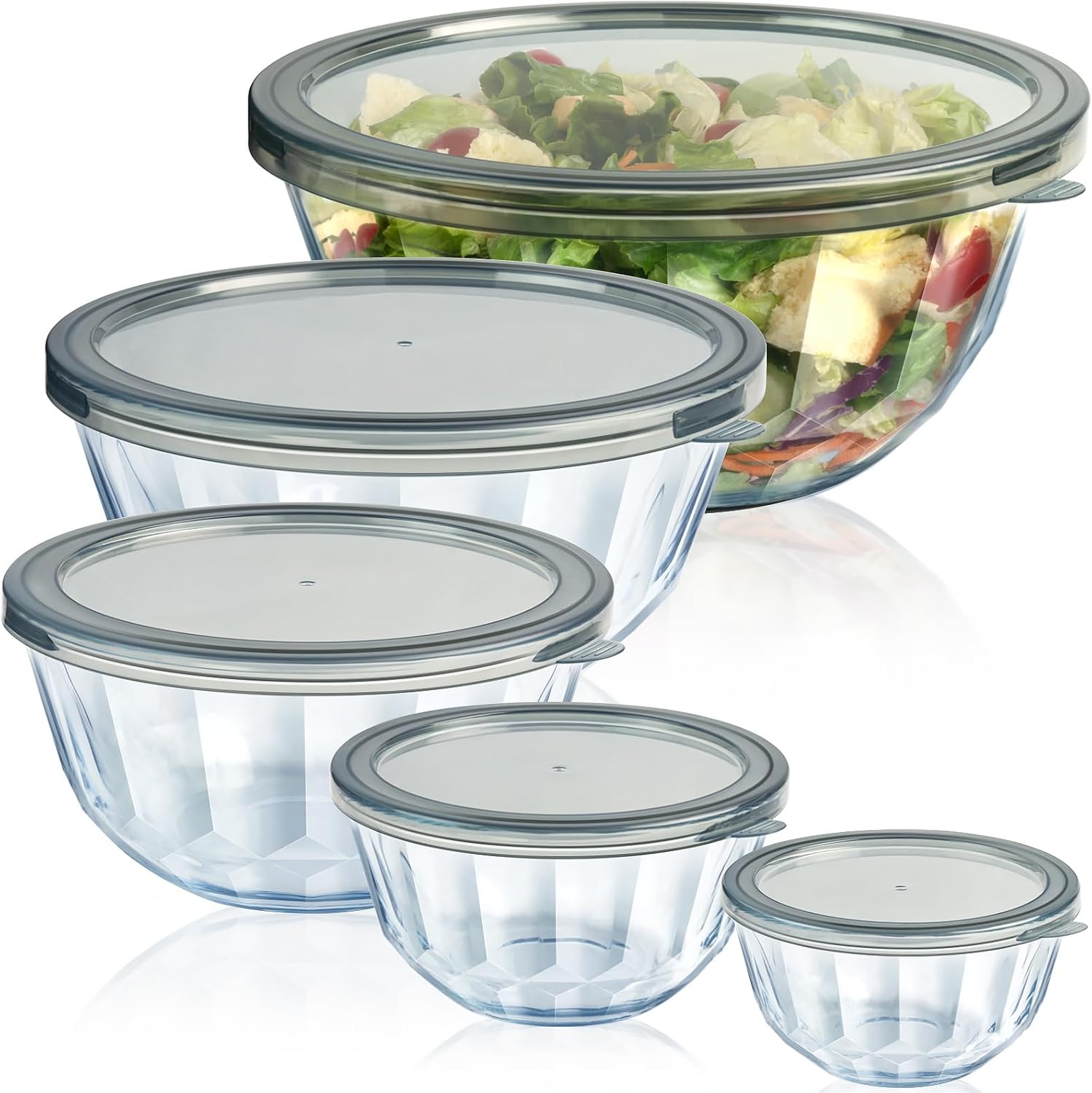 Glass Mixing Bowls with Airtig - Kitchen Glass Baking Set ulasan dan harga