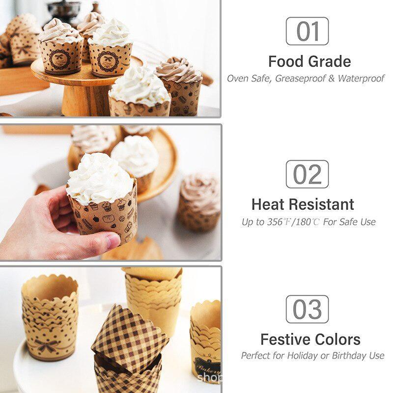 50Pcs/Pack Cupcake Paper Cups  - Kitchen Baking Paper ulasan dan harga