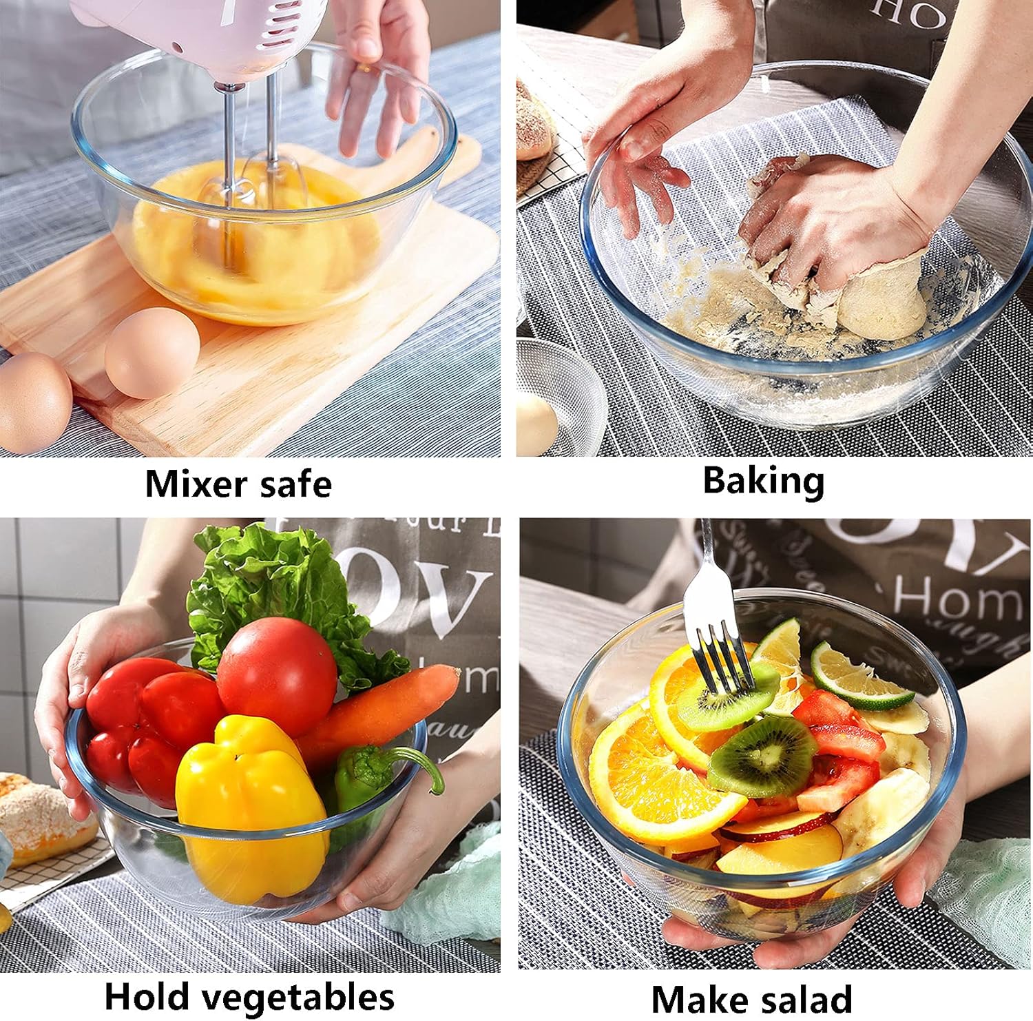Glass Mixing Bowl Set of 3 for - Kitchen Glass Baking Set ulasan dan harga