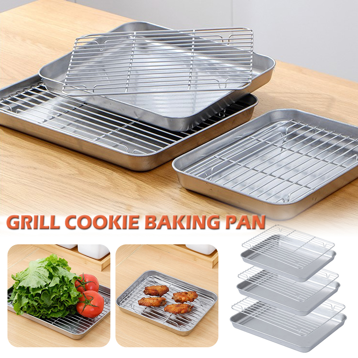 Stainless Steel Baking Tray wi - Kitchen Baking Tray Rack ulasan dan harga