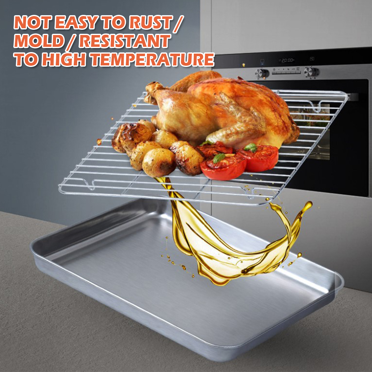 Stainless Steel Baking Tray wi - Kitchen Baking Tray Rack ulasan dan harga