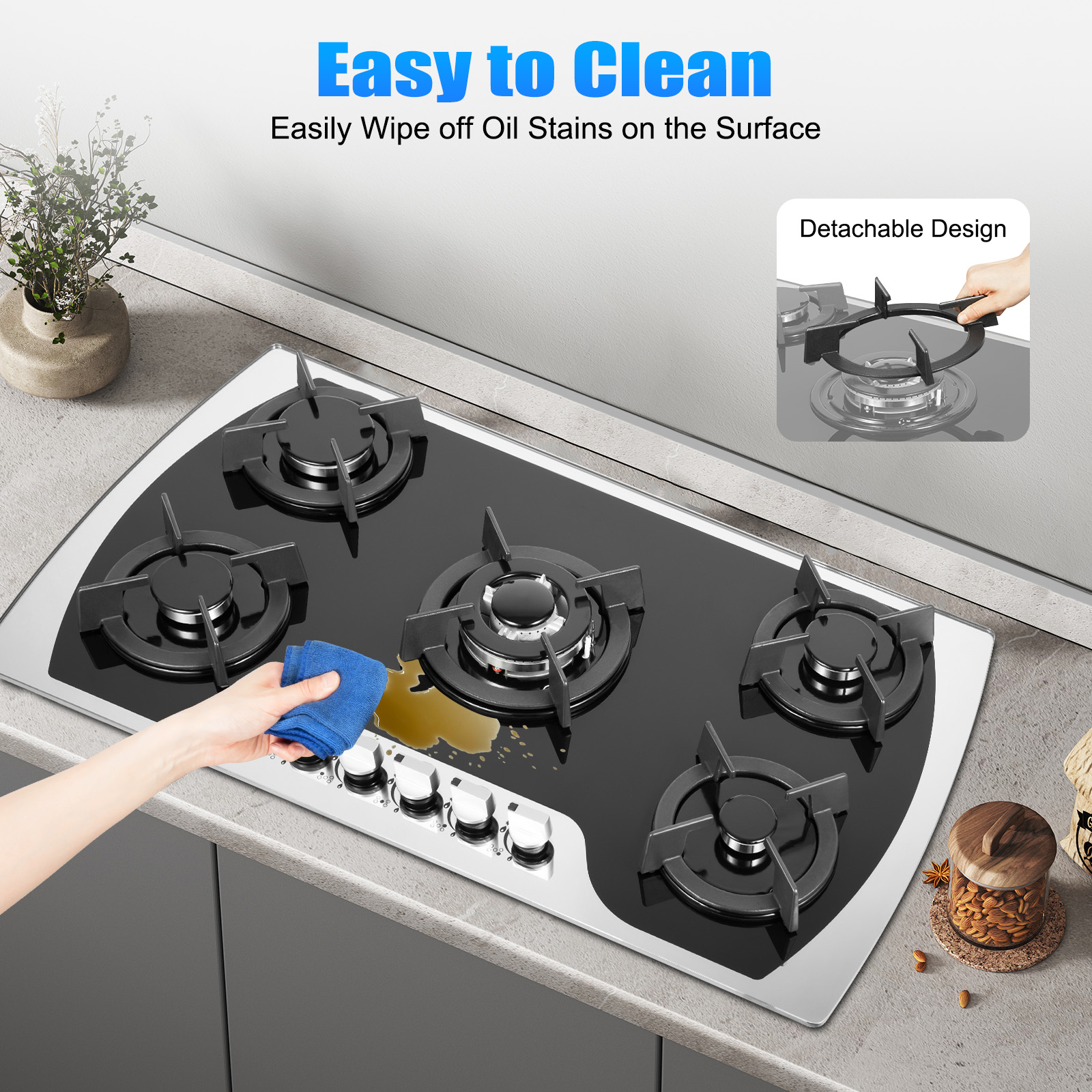 5 Burners Gas Stovetop Gas Sto - Kitchen Glass Baking Set ulasan dan harga
