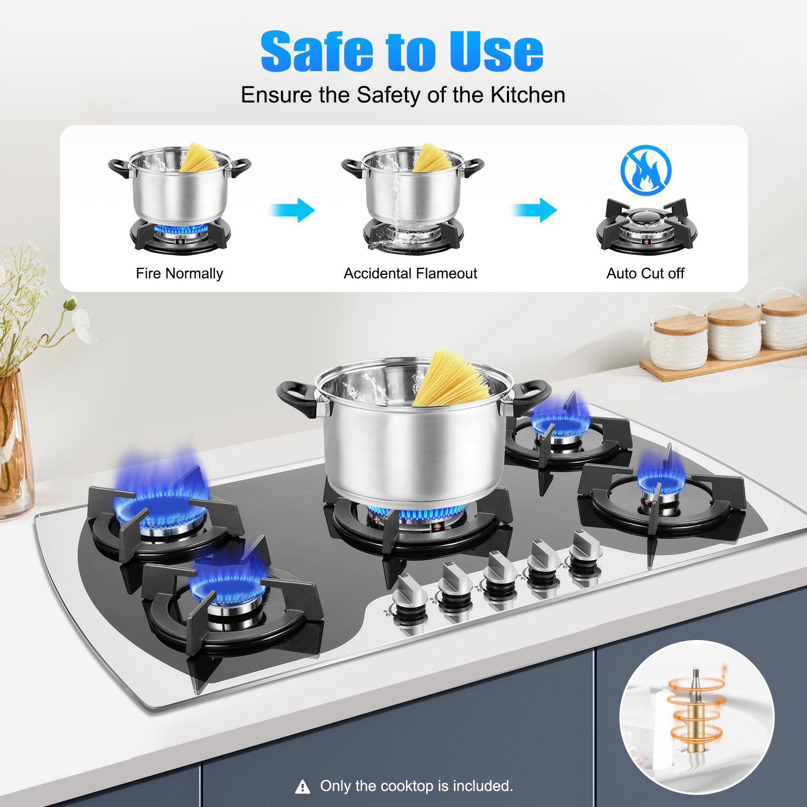 5 Burners Gas Stovetop Gas Sto - Kitchen Glass Baking Set ulasan dan harga