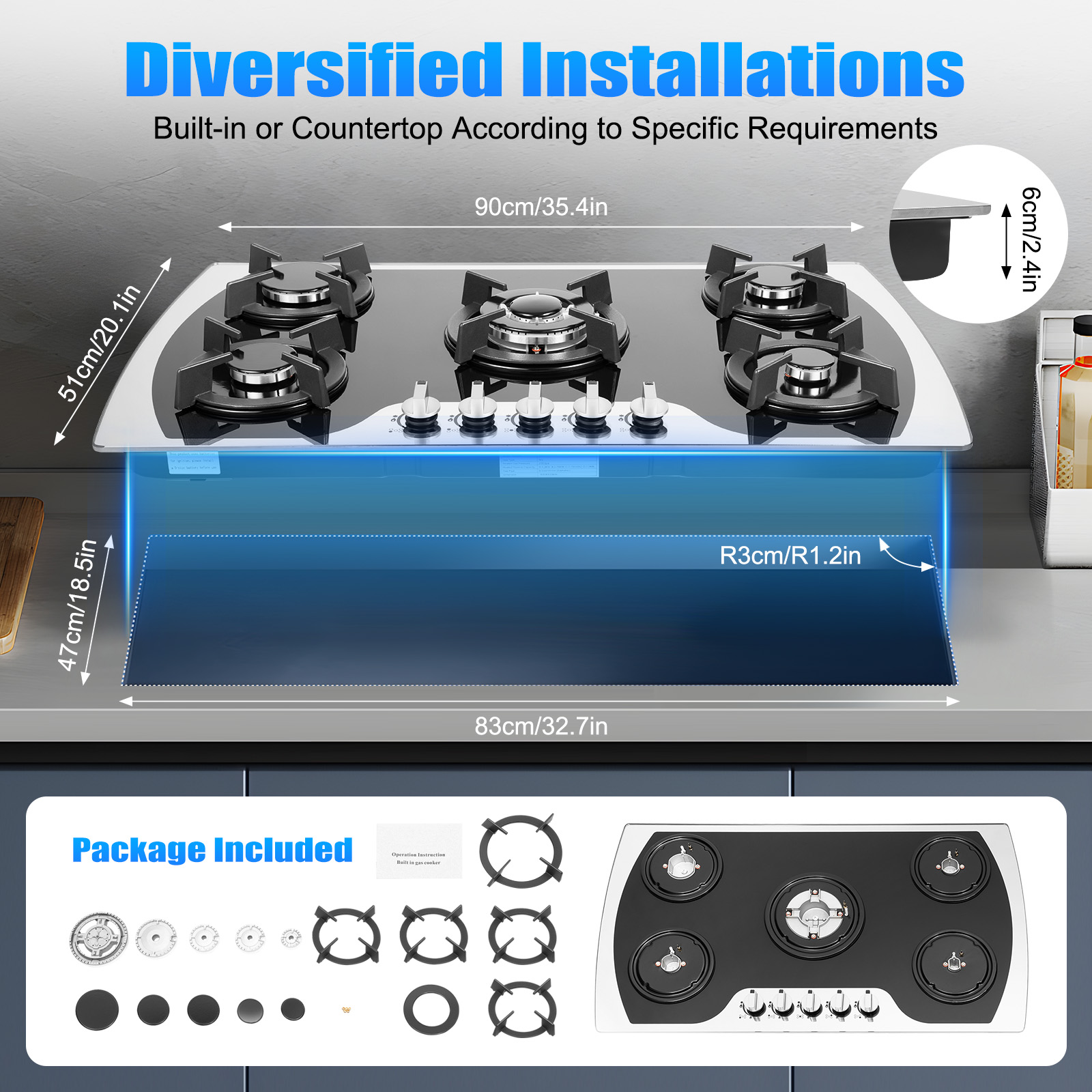 5 Burners Gas Stovetop Gas Sto - Kitchen Glass Baking Set ulasan dan harga