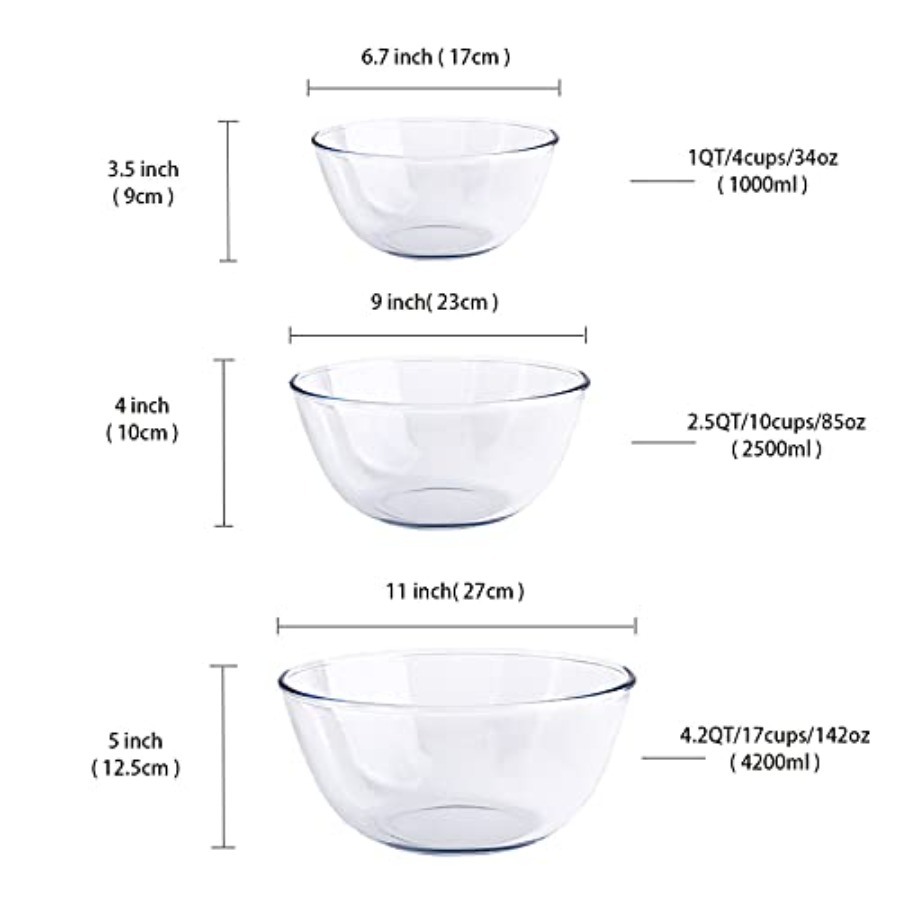 Glass Mixing Bowl Set for Baki - Kitchen Glass Baking Set ulasan dan harga