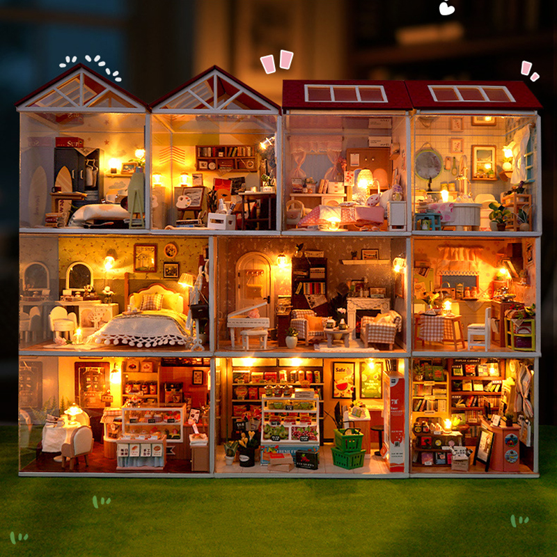 DIY Wooden Dollhouse Mini Bedr - Kitchen Q ulasan dan harga
