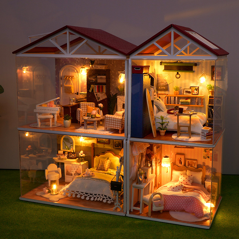 DIY Wooden Dollhouse Mini Bedr - Kitchen Q ulasan dan harga