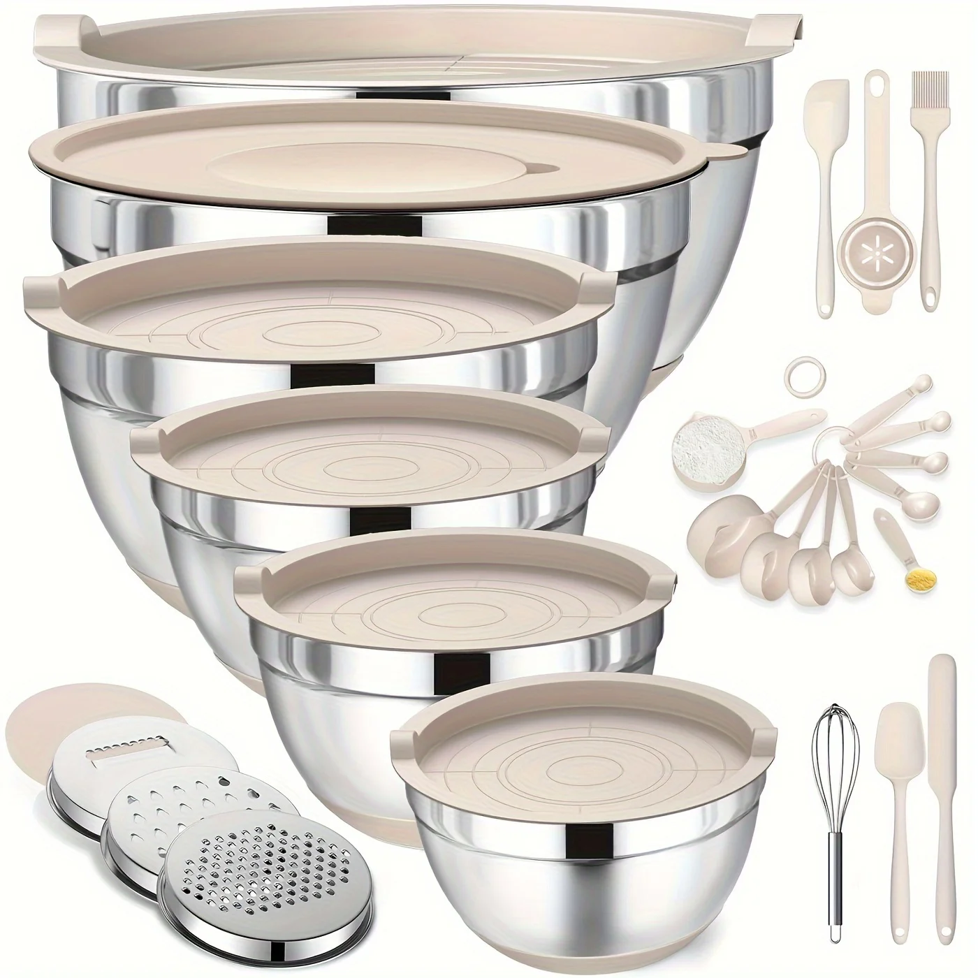 Set of Mixing Bowls Made of St - Kitchen Glass Baking Set ulasan dan harga