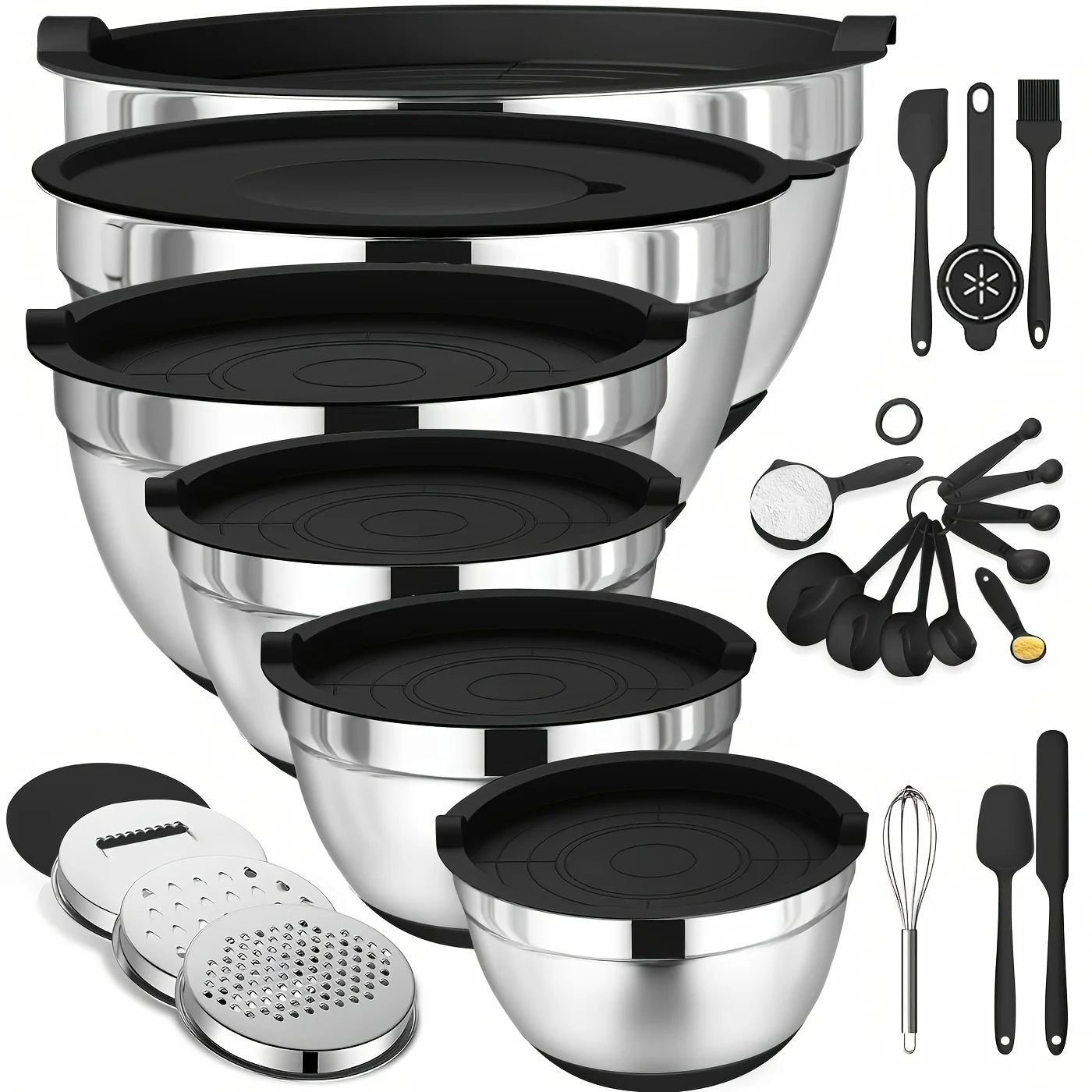 Set of Mixing Bowls Made of St - Kitchen Glass Baking Set ulasan dan harga