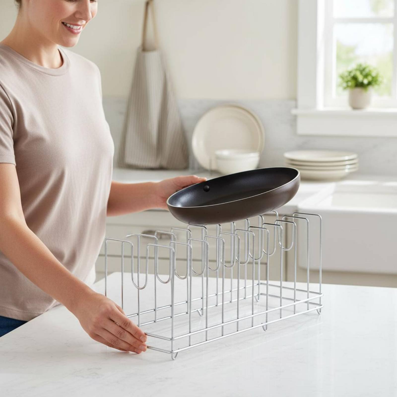 Pizza Pan Rack Space Saving Ba - Kitchen Baking Tray Rack ulasan dan harga