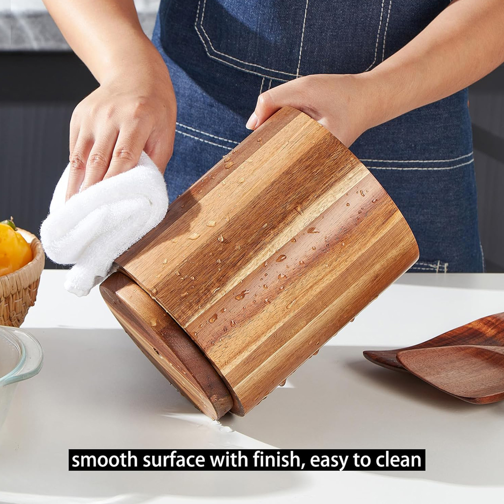 Acacia Wood Utensil Holder for - Kitchen Utensils ulasan dan harga