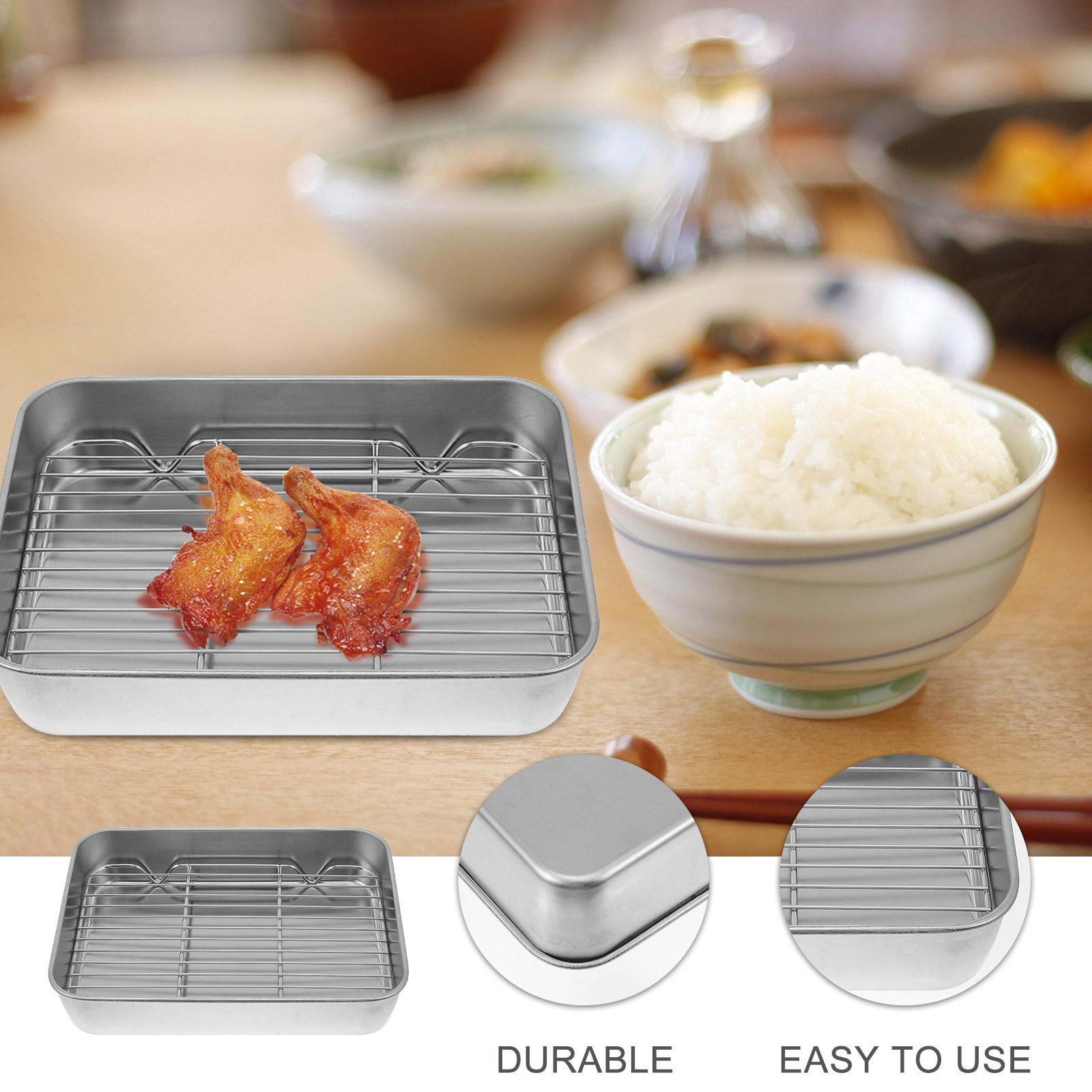 1Set Bbq Baking Tray Stainless - Kitchen Baking Tray Rack ulasan dan harga