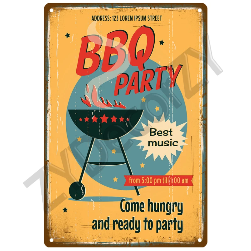 Retro BBQ Sign - Vintage Wall  - Kitchen Q ulasan dan harga