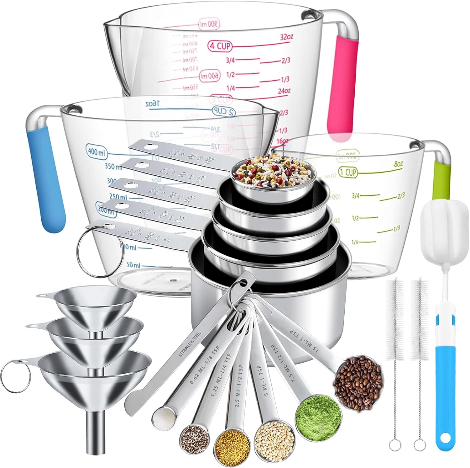 21-Piece Measuring Cups and Sp - Kitchen Glass Baking Set ulasan dan harga